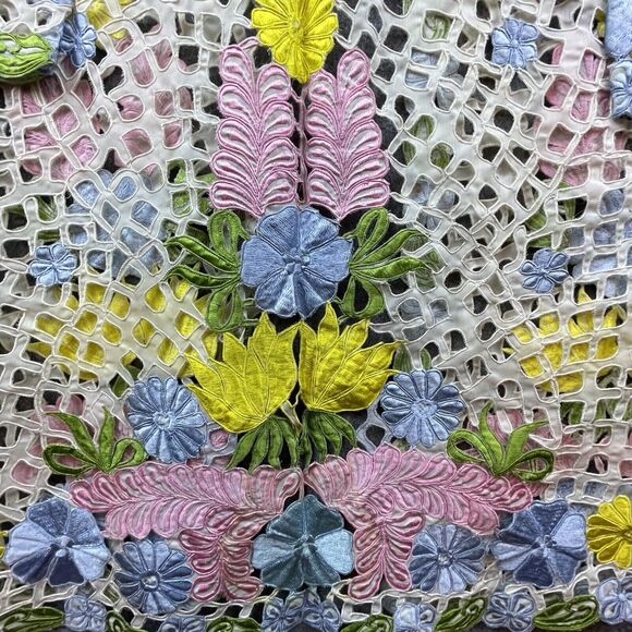 Boho Embroidered Cardigan Womens XL Crochet Look Festival Lagenlook Cottage - Picture 3 of 8